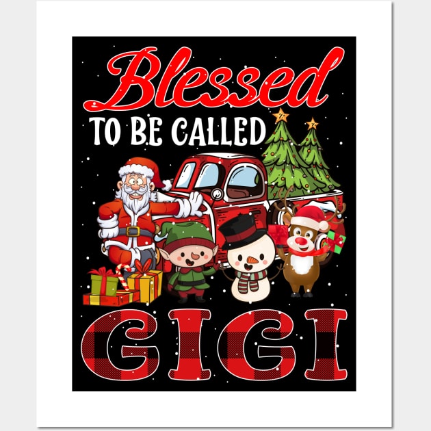 Blessed To Be Called Gigi Christmas Buffalo Plaid Truck Wall Art by intelus